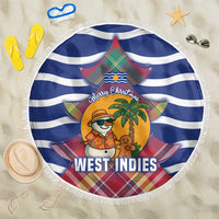 West Indies Christmas Beach Blanket with Tropical Snowman Palm Tree Gingerbread and Plaid Design - Wonder Print Shop