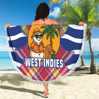 West Indies Christmas Beach Blanket with Tropical Snowman Palm Tree Gingerbread and Plaid Design - Wonder Print Shop