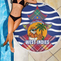 West Indies Christmas Beach Blanket with Tropical Snowman Palm Tree Gingerbread and Plaid Design - Wonder Print Shop