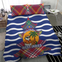 West Indies Christmas Bedding Set with Tropical Snowman Palm Tree Gingerbread and Plaid Design - Wonder Print Shop