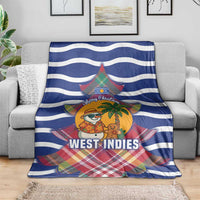 West Indies Christmas Blanket with Tropical Snowman Palm Tree Gingerbread and Plaid Design - Wonder Print Shop