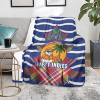 West Indies Christmas Blanket with Tropical Snowman Palm Tree Gingerbread and Plaid Design - Wonder Print Shop