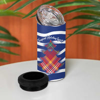 West Indies Christmas 4 in 1 Can Cooler Tumbler with Tropical Snowman Palm Tree Gingerbread and Plaid Design - Wonder Print Shop