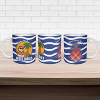 West Indies Christmas Ceramic Mug with Tropical Snowman Palm Tree Gingerbread and Plaid Design - Wonder Print Shop