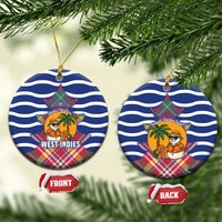 West Indies Christmas Ceramic Ornament with Tropical Snowman Palm Tree Gingerbread and Plaid Design - Wonder Print Shop