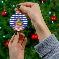 West Indies Christmas Ceramic Ornament with Tropical Snowman Palm Tree Gingerbread and Plaid Design - Wonder Print Shop