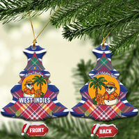 West Indies Christmas Ceramic Ornament with Tropical Snowman Palm Tree Gingerbread and Plaid Design - Wonder Print Shop