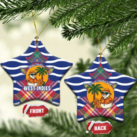 West Indies Christmas Ceramic Ornament with Tropical Snowman Palm Tree Gingerbread and Plaid Design - Wonder Print Shop