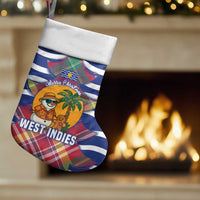 West Indies Christmas Stocking with Tropical Snowman Palm Tree Gingerbread and Plaid Design - Wonder Print Shop