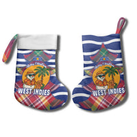 West Indies Christmas Stocking with Tropical Snowman Palm Tree Gingerbread and Plaid Design - Wonder Print Shop
