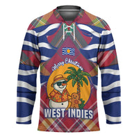 West Indies Christmas Hockey Jersey with Tropical Snowman Palm Tree Gingerbread and Plaid Design - Wonder Print Shop
