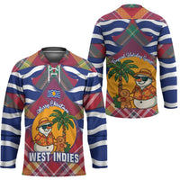 West Indies Christmas Hockey Jersey with Tropical Snowman Palm Tree Gingerbread and Plaid Design - Wonder Print Shop