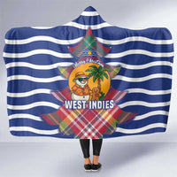 West Indies Christmas Hooded Blanket with Tropical Snowman Palm Tree Gingerbread and Plaid Design - Wonder Print Shop