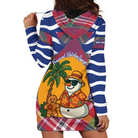 West Indies Christmas Hoodie Dress with Tropical Snowman Palm Tree Gingerbread and Plaid Design - Wonder Print Shop