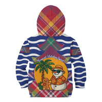 West Indies Christmas Kid Hoodie with Tropical Snowman Palm Tree Gingerbread and Plaid Design - Wonder Print Shop