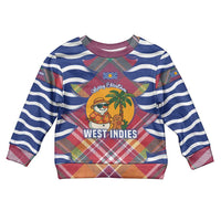 West Indies Christmas Kid Ugly Christmas Sweater with Tropical Snowman Palm Tree Gingerbread and Plaid Design - Wonder Print Shop