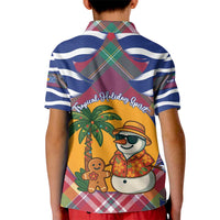 West Indies Christmas Kid Polo Shirt with Tropical Snowman Palm Tree Gingerbread and Plaid Design - Wonder Print Shop