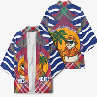West Indies Christmas Kimono with Tropical Snowman Palm Tree Gingerbread and Plaid Design - Wonder Print Shop