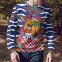 West Indies Christmas Ugly Christmas Sweater with Tropical Snowman Palm Tree Gingerbread and Plaid Design - Wonder Print Shop