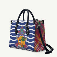 West Indies Christmas Leather Bag with Tropical Snowman Palm Tree Gingerbread and Plaid Design - Wonder Print Shop