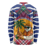 West Indies Christmas Long Sleeve Shirt with Tropical Snowman Palm Tree Gingerbread and Plaid Design - Wonder Print Shop