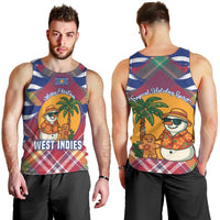 West Indies Christmas Men Tank Top with Tropical Snowman Palm Tree Gingerbread and Plaid Design - Wonder Print Shop