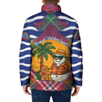 West Indies Christmas Padded Jacket with Tropical Snowman Palm Tree Gingerbread and Plaid Design - Wonder Print Shop