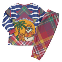 West Indies Christmas Pajama Set with Tropical Snowman Palm Tree Gingerbread and Plaid Design - Wonder Print Shop