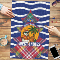 West Indies Christmas Puzzle with Tropical Snowman Palm Tree Gingerbread and Plaid Design - Wonder Print Shop