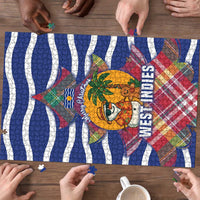 West Indies Christmas Puzzle with Tropical Snowman Palm Tree Gingerbread and Plaid Design - Wonder Print Shop
