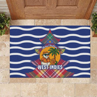 West Indies Christmas Rubber Doormat with Tropical Snowman Palm Tree Gingerbread and Plaid Design - Wonder Print Shop