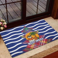 West Indies Christmas Rubber Doormat with Tropical Snowman Palm Tree Gingerbread and Plaid Design - Wonder Print Shop