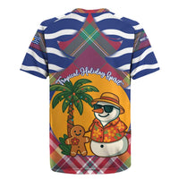 West Indies Christmas Rugby Jersey with Tropical Snowman Palm Tree Gingerbread and Plaid Design - Wonder Print Shop