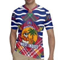 West Indies Christmas Rugby Jersey with Tropical Snowman Palm Tree Gingerbread and Plaid Design - Wonder Print Shop