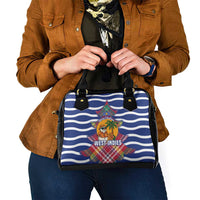 West Indies Christmas Shoulder Handbag with Tropical Snowman Palm Tree Gingerbread and Plaid Design - Wonder Print Shop