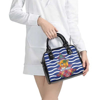 West Indies Christmas Shoulder Handbag with Tropical Snowman Palm Tree Gingerbread and Plaid Design - Wonder Print Shop