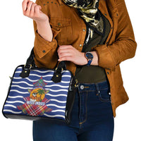 West Indies Christmas Shoulder Handbag with Tropical Snowman Palm Tree Gingerbread and Plaid Design - Wonder Print Shop