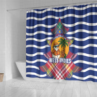 West Indies Christmas Shower Curtain with Tropical Snowman Palm Tree Gingerbread and Plaid Design - Wonder Print Shop