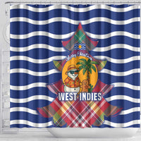 West Indies Christmas Shower Curtain with Tropical Snowman Palm Tree Gingerbread and Plaid Design - Wonder Print Shop