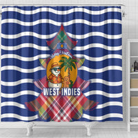 West Indies Christmas Shower Curtain with Tropical Snowman Palm Tree Gingerbread and Plaid Design - Wonder Print Shop