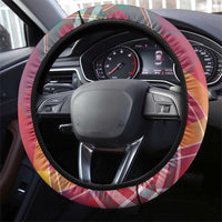 West Indies Christmas Steering Wheel Cover with Tropical Snowman Palm Tree Gingerbread and Plaid Design - Wonder Print Shop