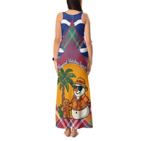 West Indies Christmas Tank Maxi Dress with Tropical Snowman Palm Tree Gingerbread and Plaid Design - Wonder Print Shop