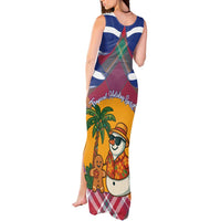 West Indies Christmas Tank Maxi Dress with Tropical Snowman Palm Tree Gingerbread and Plaid Design - Wonder Print Shop