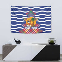 West Indies Christmas Tapestry with Tropical Snowman Palm Tree Gingerbread and Plaid Design - Wonder Print Shop