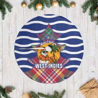 West Indies Christmas Tree Skirt with Tropical Snowman Palm Tree Gingerbread and Plaid Design - Wonder Print Shop