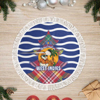 West Indies Christmas Tree Skirt with Tropical Snowman Palm Tree Gingerbread and Plaid Design - Wonder Print Shop