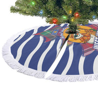 West Indies Christmas Tree Skirt with Tropical Snowman Palm Tree Gingerbread and Plaid Design - Wonder Print Shop