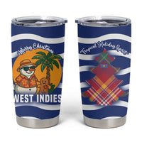West Indies Christmas Tumbler Cup with Tropical Snowman Palm Tree Gingerbread and Plaid Design - Wonder Print Shop