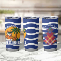 West Indies Christmas Tumbler Cup with Tropical Snowman Palm Tree Gingerbread and Plaid Design - Wonder Print Shop