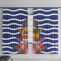 West Indies Christmas Window Curtain with Tropical Snowman Palm Tree Gingerbread and Plaid Design - Wonder Print Shop